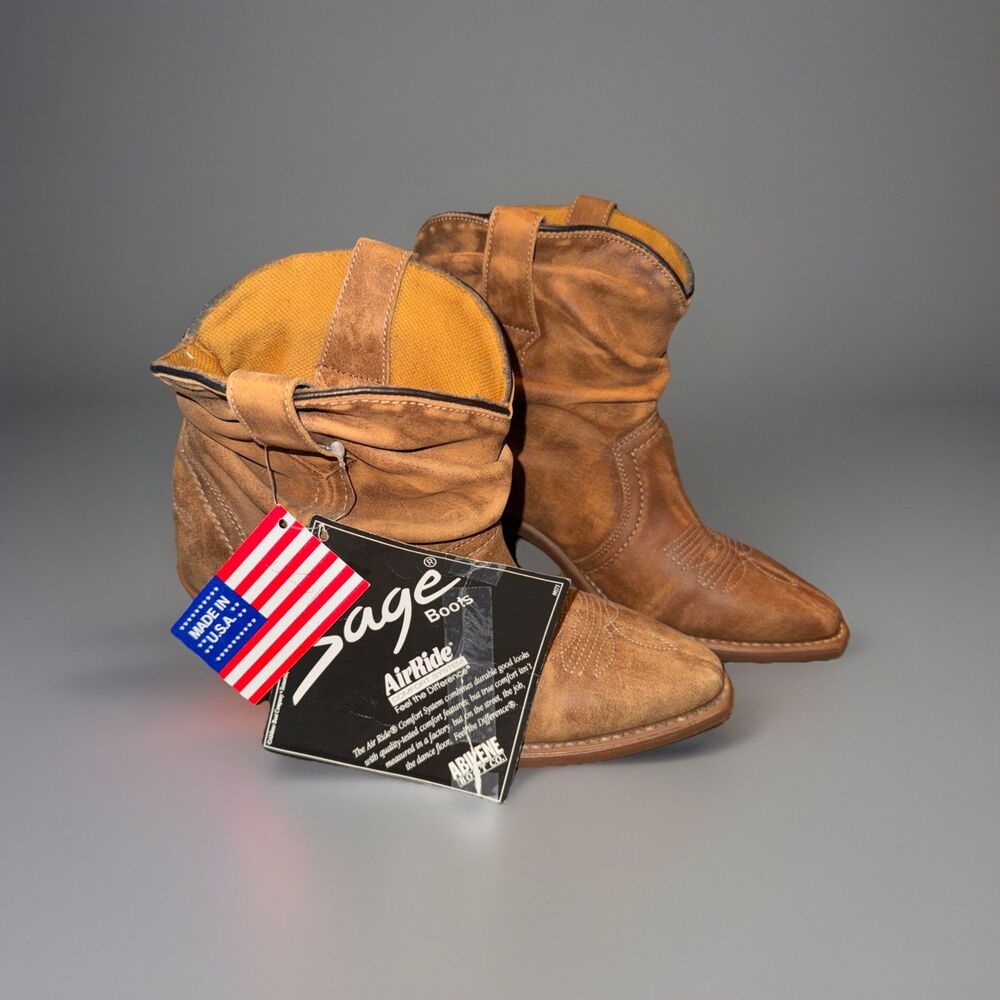 NWT Abilene Sage Western Cowhide Leather with Air Ride Comfort Boots 7 $158 7M